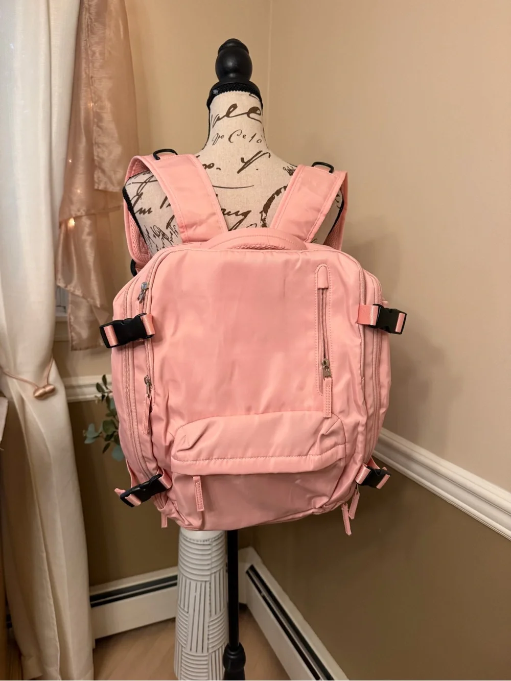 Large Pink Diaper Bag Backpack USB Charging Port Insulated Bottle Pocket Travel